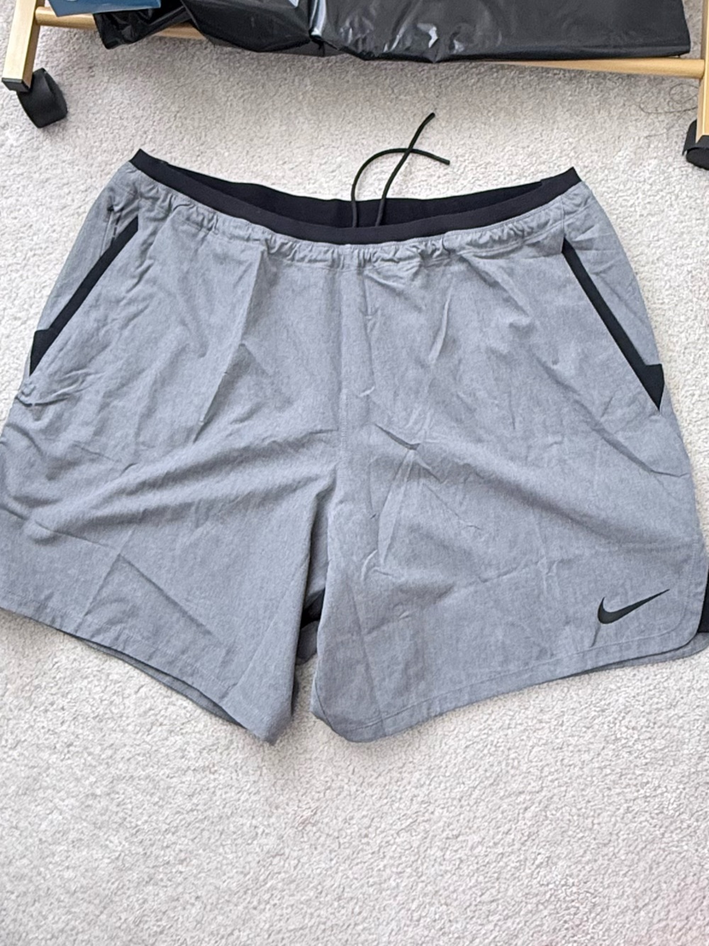 Nike Grey Men's Athletic Shorts with Black Trim